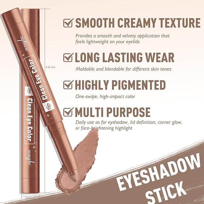 2 Colors Eyeshadow Stick Shimmer Glitter Eye Shadow Pencil Waterproof Eye Brightener Crayon Highlighter Eye Liner Pen Multi-Dimensional Blendable Neutral Crease-Proof Eyes Look Makeup, 7+9