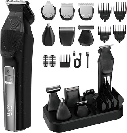 Yineel HC600 Beard Trimmer for Men, All-in-One Cordless Grooming Kit, IPX7 Waterproof Electric Razor & Hair Clipper for Face Mustache Body Nose Hair Trimming, Precision Blades, Gifts for Men Barber