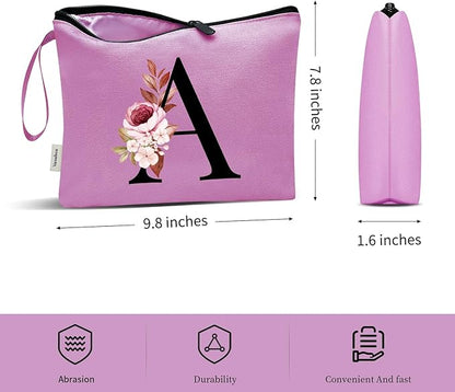Vavabox A-Z Personalized Makeup Bag, Birthday Gifts for Women Mom, Gifts for Best Friend, Bride Bridesmaid Cosmetic bag (Z, Purple)