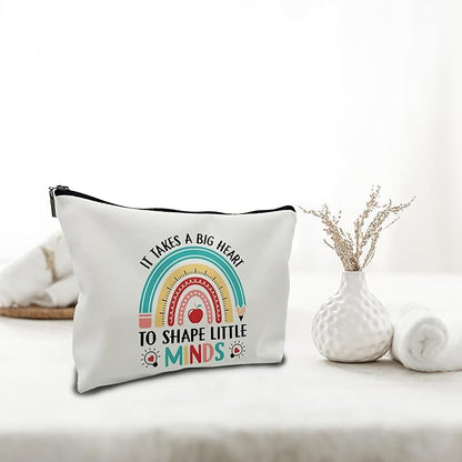 Nogrit Teacher bags,Teacher Makeup Cosmetic Bag,It Takes a Big Heart to Shape Little Minds,teacher tote,Teacher Makeup Toiletry Bag,pu