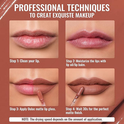 Oulac Matte Liquid Red Lipstick for Women, Orange-Brown Tones Red Lip Gloss Long Lasting, Highly Pigmern Lip Color with Vitamin E & Rose Oil, Waterproof, Vegan & Cruelty-Free M04