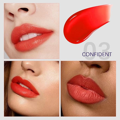 QueenDiary lip stain peel off lip gloss all day long lasting Waterproof and Transferproof lip tint - matte finish peel off lip liner (03#Confident)