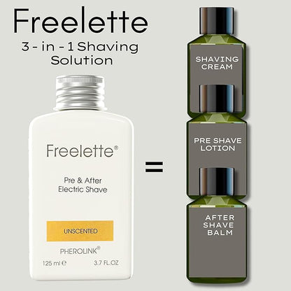Pre Electric Shave After Shave Lotion Cream - Best For Close Shave - Smooth Irritation Free Shaving - Shooting and Mousturising Balm Freelette. Pherolink. 3.76 Ounce. UNSCENTED