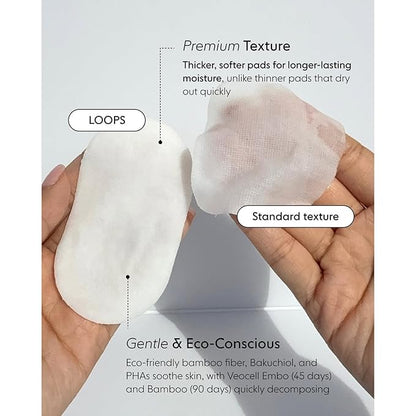 LOOPS Milky Cleanser - Deep Cleansing and Hydrating Skin Care - Pre-soaked Bamboo Pad - Facial Wash with Milky Oil Complex - Oil Cleanser for Face - Face Wash for Women - Facial Cleansing Pads