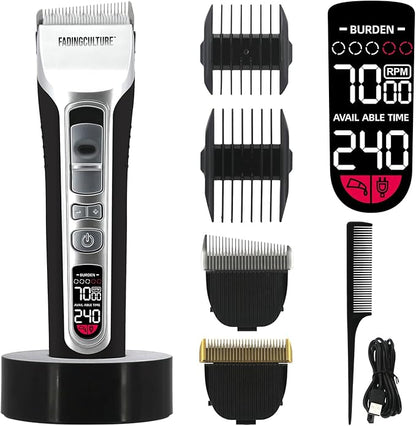 The Fadify 2.0 Cordless Hair Clippers for Men, 7000RPM Professional Barber Clippers Detachable Inclined Blade, Mens Hair Clippers Fading Culture Hair Trimmer Cutting Kit Rechargeable LCD Men Boy Gift
