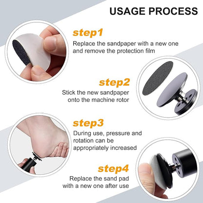 Electric Foot Callus Remover, Adjustable Speed Rechargeable Foot Sander Pedicure Tools for Feet Dead Skin with Sandpaper Disk and Nail Drill Bits,Equipped with Digital Display（Obsidian）
