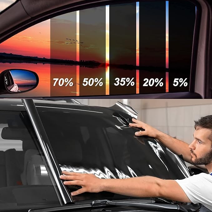 Automotive Window Film 70% VLT 24" in x 25'Ft - Ceramic Privacy Window Tint for Car, Blocks 99% UV & IR Rays, Heat Resistant Anti-Glare Film for Auto Windshield, Scratch Resistant Sun Shade Tint