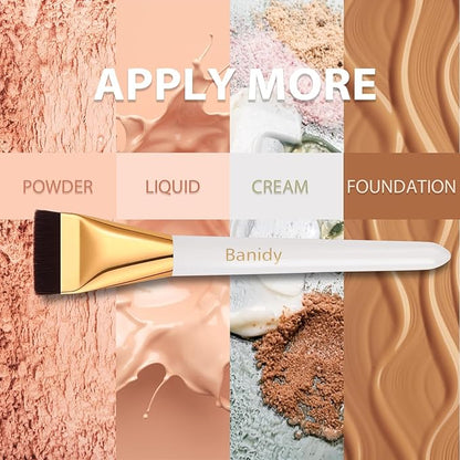 2pcs Flat Foundation Brush for Liquid Makeup,Ultra Thin Liquid Premium Makeup Face for Blending, Cream, Face Flat Makeup Tool