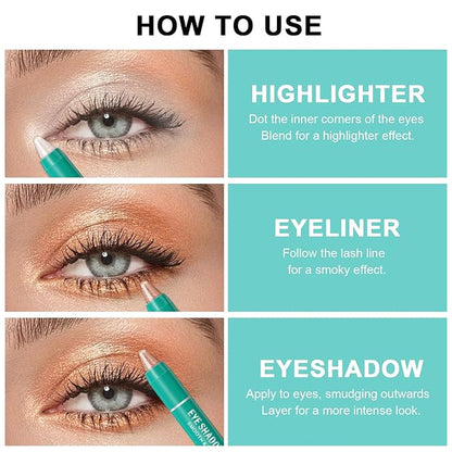 8Pcs Eyeshadow Stick, Eye Brightener Stick, Shimmer Creamy Eye Shadow Makeup, Waterproof Long Lasting Glitter Highlighter Eye Liner Pencil (SET A)