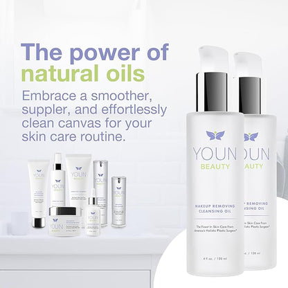 YOUN Beauty Makeup Removing Cleansing Oil by Holisitic Plastic Surgeon Dr. Anthony Youn | Hydrating Cleanser with Grape Seed, Sunflower & Rose Hip Oils | For All Skin Types, 120 ml