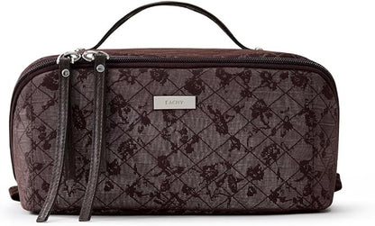 EACHY Travel Makeup Bag, Large Toiletry Bag for Women, Flat-Opening Organizer Pouch with Compartments