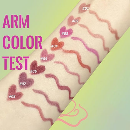 Matte Finish Lip liner and Nourishing Lip Gloss Kit for Women, High Pigmented Natural Nude Pink Red Brown Lip Pencil Makeup Long Lasting Moisturizing Plumping Lip Oil Gloss Winter Care (#08)