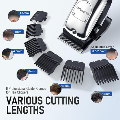 SUPRENT Cordless Hair Clippers for Men Professional Hair Cutting Trimmer with LED Display Trimmer for Barbers & Home Use