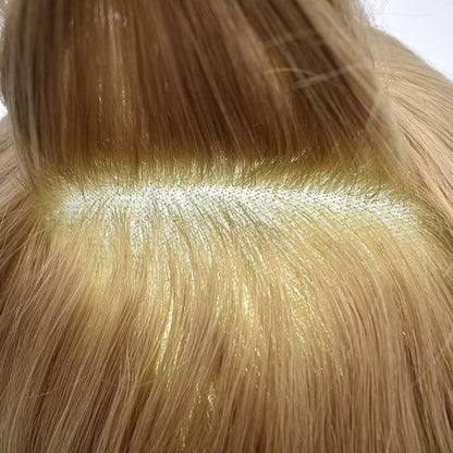 Mens Toupee Human Hair Piece French Lace Toupee for Man Hair System Indian Human Hair Replacement Systems V-Looped PU Front Hairpieces 6"X8" #20 light ash blonde