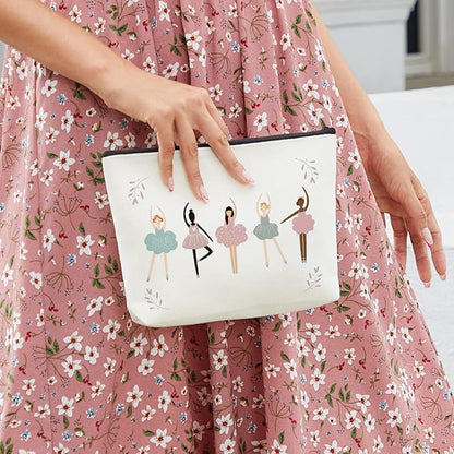 fkovcdy Dance Bag, Ballerina Makeup Bag, Dance lover Gifts, ballet Cute Small Cosmetic Bag, for dancing dancer recital gift little girl teen student birthday Christmas graduation travel Gifts