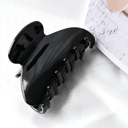 Handmade Celluloid Acetate French Design Barrettes Tortoise Shell Claws Hair Claw Luxury Fashion Accessories Hair Clip for Women (Classic black)