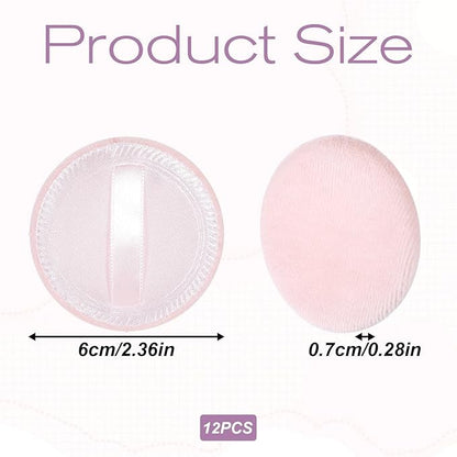12 Pcs Makeup Powder Puff Cotton Powder Puffs for Face Powders Makeup Puffs for Powders Small Velour Puff Soft Pads Washable Face Compact for Loose Setting Pressed Powder(2.36 Inch Skin Color)