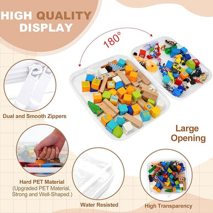 3pcs Clear Hard Shell Zipper Case, Transparent Hard Plastic Zipper Pouches, Portable Travel Organizer, Clear Toiletry Bag, Craft and Arts Organizer, Toy Storage Bins, Stackable Hard Side Plastic Case