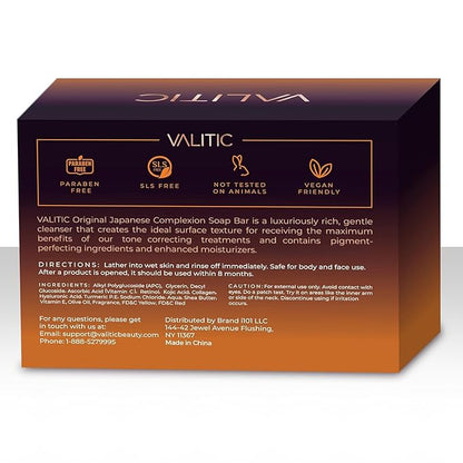 VALITIC Kojic Acid Dark Spot Remover Soap Bar with Vitamin C,Retinol,Collagen,Turmeric - Original Japanese Complex Hyaluronic Acid,E,Shea Butter,Castile Oil (2 Pack) With Holder,Pack of 3,3.5 ounces
