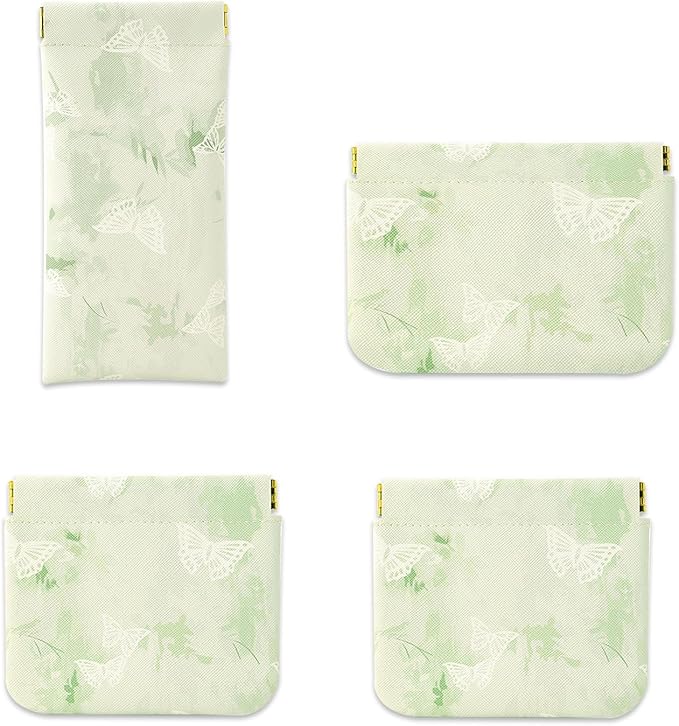 4Pcs Small Makeup Bag for Purse, Mini Portable Cosmetic Bags for Women, Coin Purse Lipstick Cosmetic Accessories Leather Organizer, Small Travel Kit Storage Pouch Squeeze Closure(Butterfly)