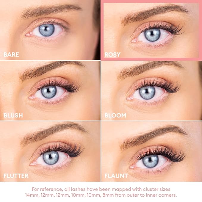 Silly George Pop-On Lashes - DIY 1-Step Pre-Glued Faux Eyelash Clusters, Natural Look Extensions, Brown - Blush, 5-7 Pair Set, Pack of 60 Clusters