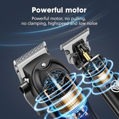 HIENA PRO Professional Hair Clippers and Trimmers Set for Men Cordless Barber Kit Hair Cutting Kit Rechargeable Clipper Set for Barbers with LED Display, Gifts for Men, (Black)