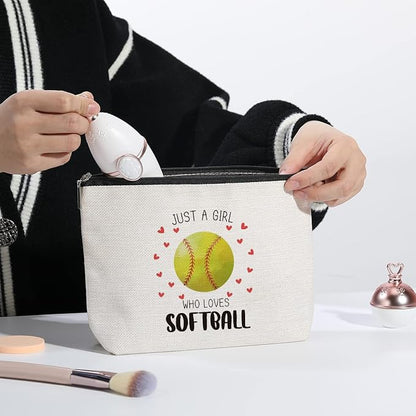Softball Gifts Makeup Bag Inspirational Gifts for Women Her Softball Lovers Mom Sister Birthday Gifts for Female Coworker Friend BFF Besties