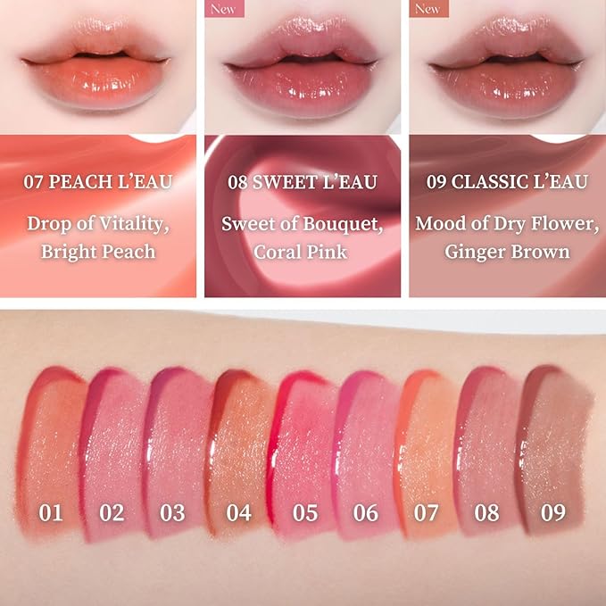 BBIA L’EAU Tint – Glossy & Glow Lip Stain, Watery Lip Tint, Non-Sticky, High Shine Finish, Long-lasting, Moisturizing, Lightweight, Natural, Daily Use, Vegan, Korean Lip Makeup (05 PEONY L'EAU)
