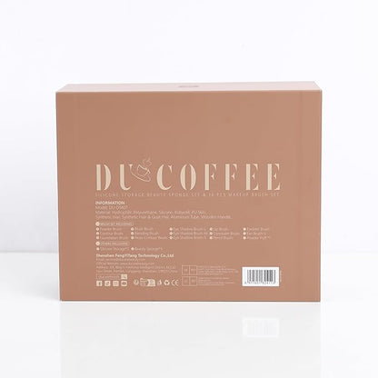 DUcare Makeup Brushes Set 14Pcs Coffee Series Makeup Brush set with Makeup Sponges Gifts Foundation Blending Face Powder Blush Eye Shadows Brushes