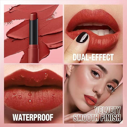 Matte Nude Red Lipstick For Women Highly Pigmented Lip stick Hypoallergenic Waterproof Long Lasting Lipsticks Quick Makeup Lightweight Portable # 01