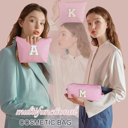 YOOLIFE Birthday Gifts for Women Girls - Personalized Initial Cute Pink Makeup Bags Cosmetic Bag Make Up Bag Toiletry Pouch Gift for Women Her Friend Mom Teacher Sister Teenager Female Bridesmaids Z