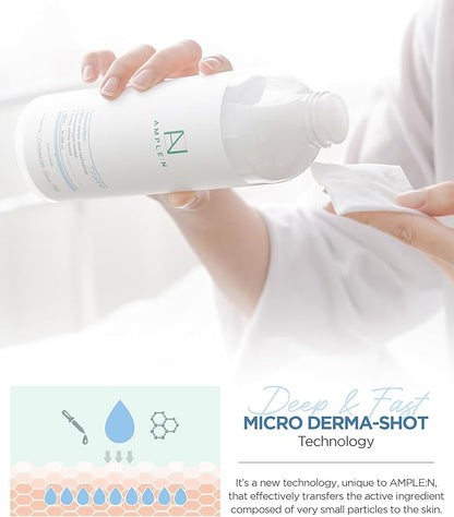 Ample:N Hyaluron Shot Toner – Korean Hyaluronic Acid and Ceramide Hydrating Face Toner - Moisturizing Essence for Minimizing Wrinkles – Dewy Healthy Glow Skin Booster for Dry Skin, 20.3 fl.oz.