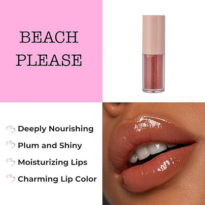 Sophia + Mabelle Hydrating Lip Oil – Beach Please (Medium Red) – Tinted Lip Gloss Oil with High Shine – Lightweight, Non-Sticky, Moisturizing & Nourishing Lip Treatment – 3.7g