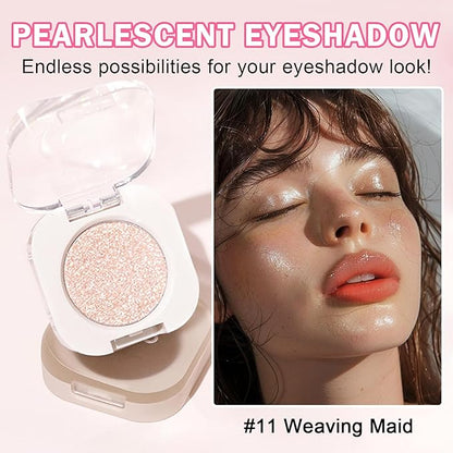 Glitter Eyeshadow Champagne Single, Ultra Fine Shimmer, Lightweight Sparkling Blendable Formula, Daily Multiuse Glossy Eyes Makeup (Weaving Maid)