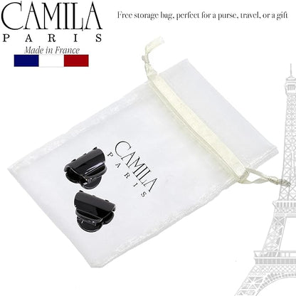 Camila Paris CP3478 French Hair Clip for Women, Set of 2 Small Black Girls Hair Claw Clips Fashion Durable Hair Accessories for Women, Luxury Ladies Strong Hold No Slip Grip Clamp, Made in France