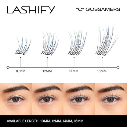 Lashify Curl 10mm Gossamer Eyelash Extensions Refill in Ombre Blue, Easy DIY False Lashes for a Natural Look