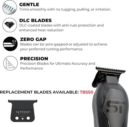Supreme Trimmer Darkstar 72 Trimmer with Magnetic Vector Motor | 180 Min Run Time, 9000 RPM Barber Hair Trimmer | Low Noise, Professional Beard Trimmer DLC Blades | ST700