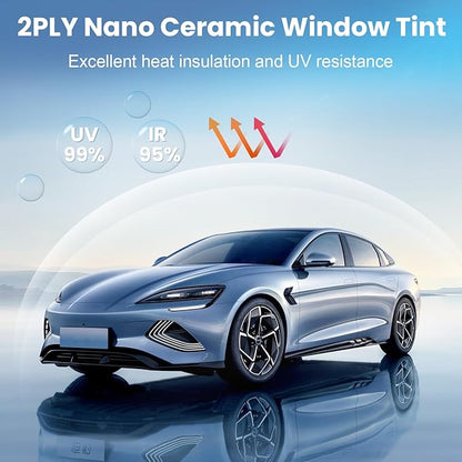 Car Window Tint 35% VLT 24" in x 100'Ft Nano Ceramic Window Tint Roll, 2 Ply Automotive Window Tint Privacy Film for Car Sun Protection, UV & Heat Blocking and Scratch Resistant