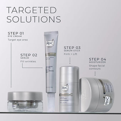 RoC Derm Correxion Neck Cream with Hyaluronic Acid + Advanced Retinol to visibly Tighten & Lift Horizontal Neck Lines, Facial Moisturizer to Contour Face (1.7 oz) with RoC Retinol Eye Packette