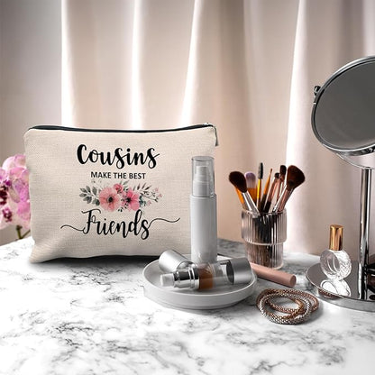 Nogrit Cousin Gifts Makeup Bag - Best Cousin Gifts for Women, Small Cosmetic Makeup Bag for Purse