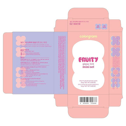 COLORGRAM FRUITY GLASS TINT MINI SET 02 WARM BEST SET | Radiant Lip Tint Duo for Glossy Shine & Vivid Color | Long-Lasting, Moisturizing Natural Pink & Grapefruit Tones | Portable & Cute Mini Size