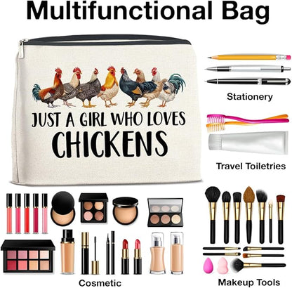 Chickens Gifts Makeup Bag Funny Chickens Gifts for Girl Women Cosmetic Bag Zipper Makeup Pouch Gift