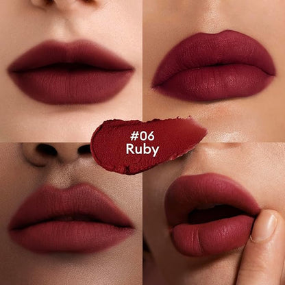 ITY Velvet Matte Finish Lip Stain-Mousse Textured Lip Clay, Conceals Lip Lines, Rich Pigment Lip Tint Lipsticks,2 Pack, 0.14 oz (4g) in Petal, Ruby