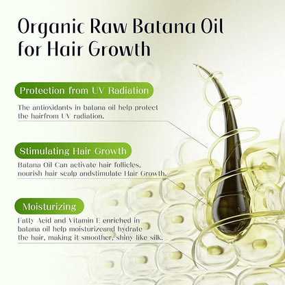 Raw Batana Oil for Hair Growth 4-in-1 Batana Oil with Rosemary, Castor Oils and Biotin for Reduce Hair Loss, Scalp Care, Repair Damaged Hair