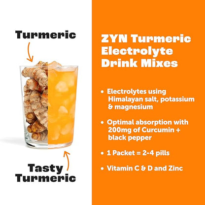 ZYN Electrolyte Drink Mix Hydration Packets, BlackBerry Dragonfruit Electrolytes Powder, Hydration Packets w/Turmeric Curcumin, Vitamin C & D, Zinc, Hydrate & Recover Electrolyte Powder, Pack of 16