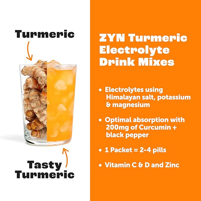 ZYN Electrolyte Drink Mix Hydration Packets, BlackBerry Dragonfruit Electrolytes Powder, Hydration Packets w/Turmeric Curcumin, Vitamin C & D, Zinc, Hydrate & Recover Electrolyte Powder, Pack of 32