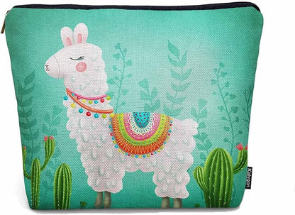 Makeup Bag Llama Makeup Bags For Purse Pouch, Funny Llama Alpaca Cactus Floral Green Travel Toiletry Bag Cosmetic Bag Makeup Bags Flax Makeup Organizer Bag Pencil Pouch For Man Woman