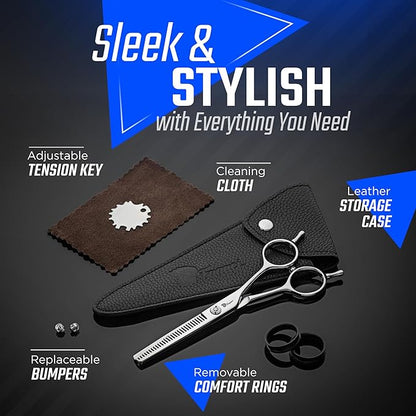 Fagaci Hair Thinning Scissors 5.5" with 440C Steel, Extreme Sharpness & Precise Cuts Texturizing Shears, Barber Thinning Shears, Hair Cutting for Women & Men, Slim Blades Texturizing Scissors