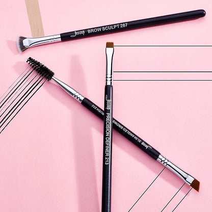 Jessup Eyebrow Makeup Brush Set Professional, Precision Define Sculpt, Flat Angled Spoolie Brushes, Cruelty-Free Synthetic Bristles 3PCS, T326