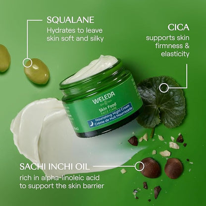 Weleda Skin Food Face Care Nourishing Night Cream, 1.3 Fluid Ounce, Plant Rich Moisturizer with Sacha Inchi Oil, Cica and Squalane